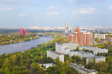 Suspension bridge at Moscow, Russia clipart