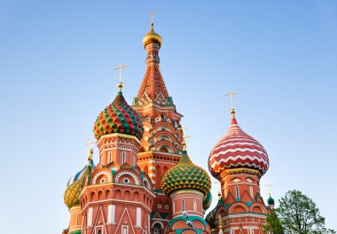 Saint Basil Cathedral in Moscow at sunset clipart