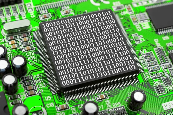 Komputer chip i bajtów — Zdjęcie stockowe