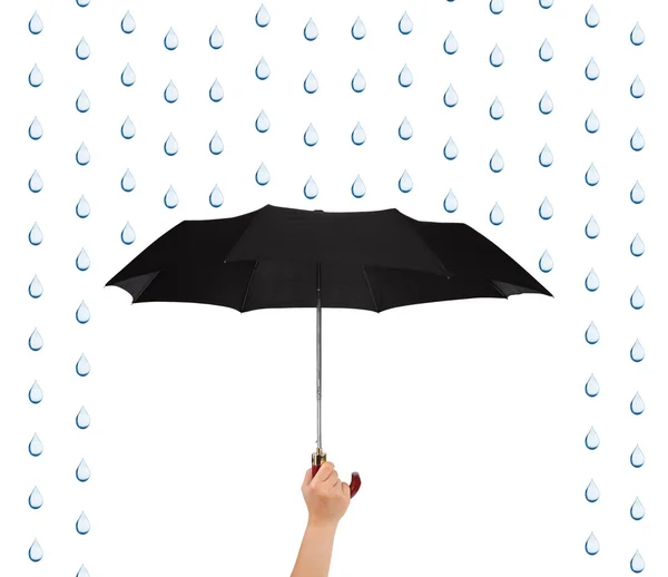 Mano con ombrello e pioggia — Foto Stock