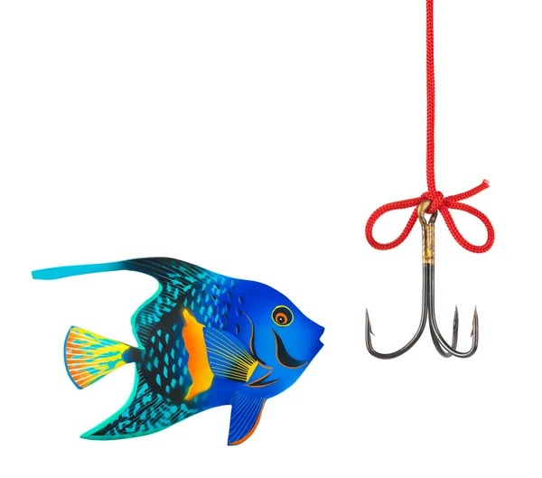 Fiskekrok och fisk — Stockfoto