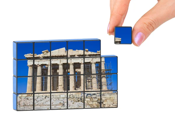 Hand en Parthenon (mijn foto) puzzel — Stockfoto