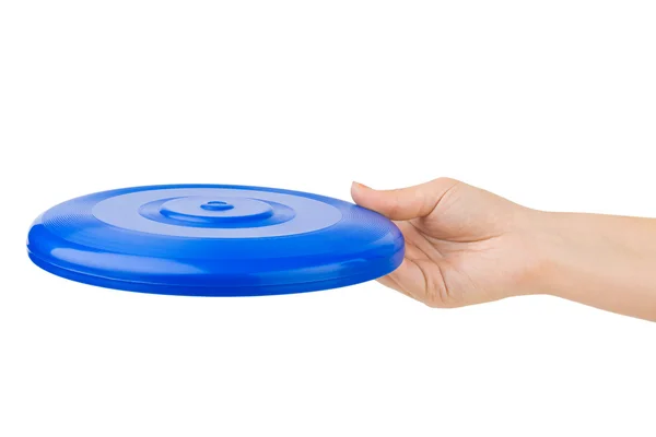 Hand and flying disc — Stock Photo, Image