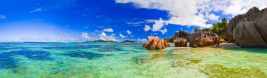 Beach Source d'Argent at Seychelles clipart