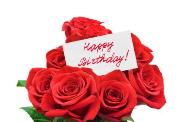 Roses and card Happy birthday clipart