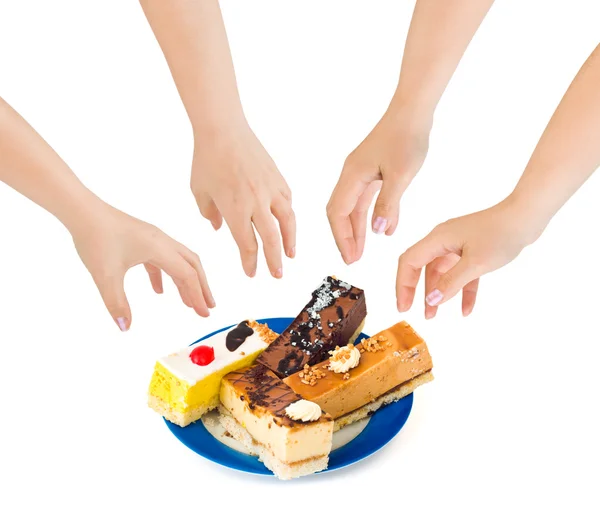 Handen en gebak — Stockfoto