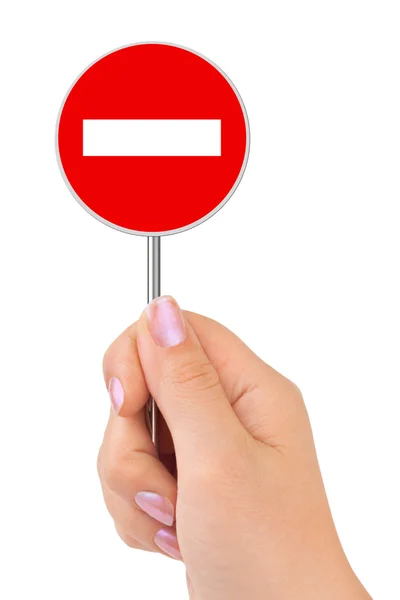 No entry sign in hand — Stock Photo, Image