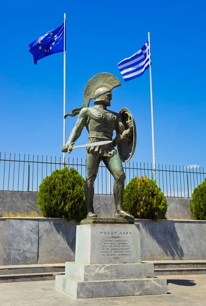 A király szobra leonidas a sparta, Görögország — Stock Fotó