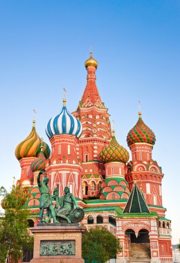 Saint Basil Cathedral on Red square, Moscow at sunset clipart