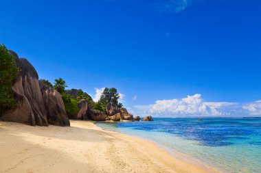 Beach Source d'Argent at Seychelles clipart