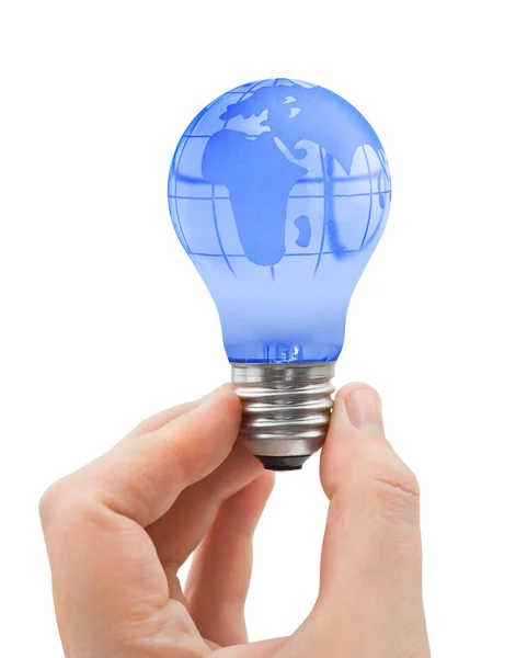 stock image Hand and bulb with globe