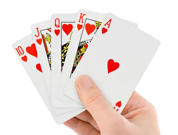 Spielkarten in der Hand Stockbild