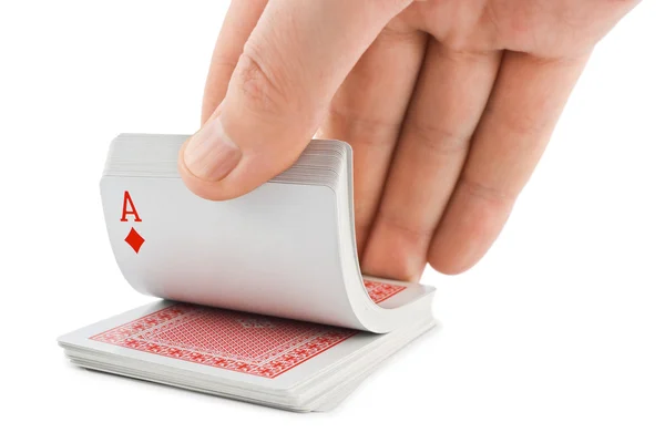 Χέρι και παίζουν χαρτιά — Φωτογραφία Αρχείου