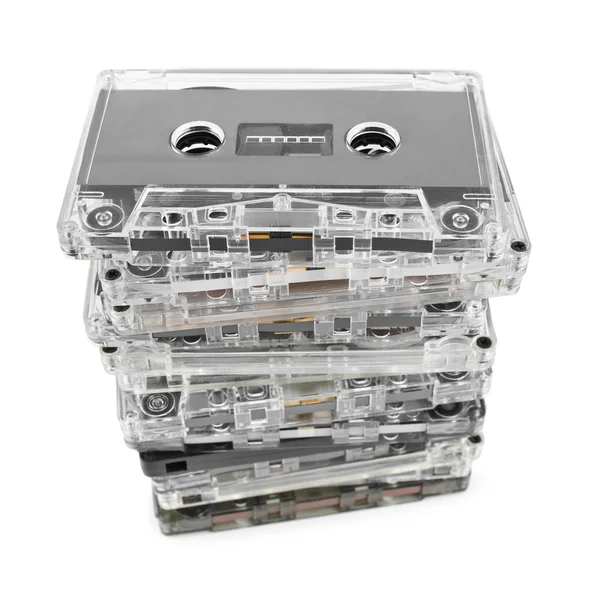 Stack av ljudkassetter — Stockfoto