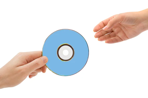 Hands and dvd — Stock Photo, Image
