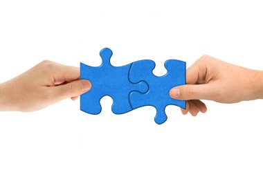 Hands and puzzle clipart