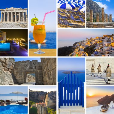 Collage of Greece travel images clipart