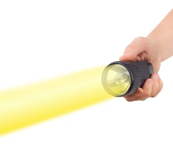 Flashlight in hand — Stock Photo, Image