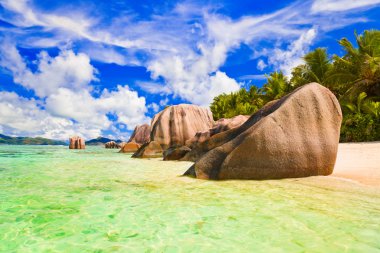 Beach Source d'Argent at Seychelles clipart