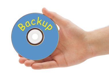 Hand with disk Backup clipart