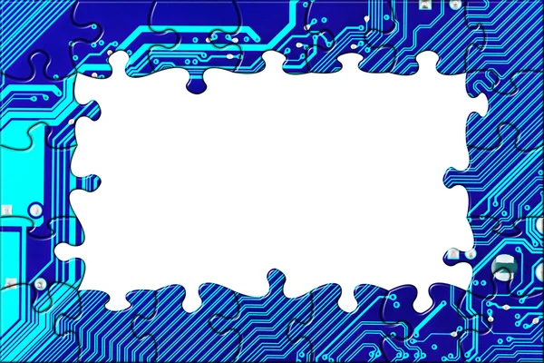 Placa de computador feita de quebra-cabeça — Fotografia de Stock