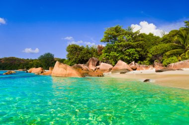 Beach Anse Lazio at Seychelles clipart