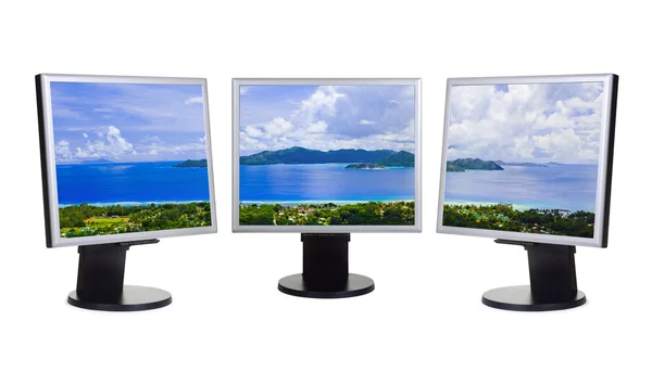 コンピューターの画面上に島のパノラマ — ストック写真