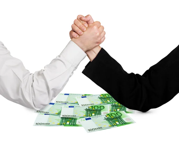 Two wrestling hands and money — Stock Photo, Image