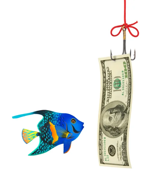 Αγκίστρι ψαρέματος και χρήματα — Φωτογραφία Αρχείου
