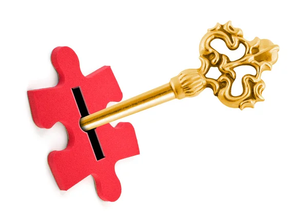 Klíč a puzzle — Stock fotografie