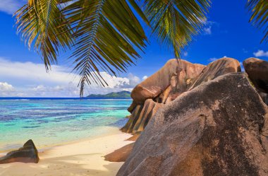 Beach Source d'Argent at Seychelles clipart