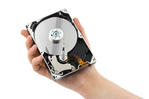 Hand and computer hard drive — Stock Photo, Image