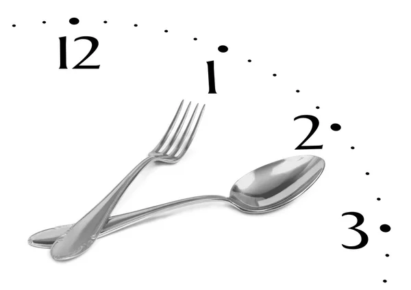 Orologio composto da forchetta e cucchiaio — Foto Stock