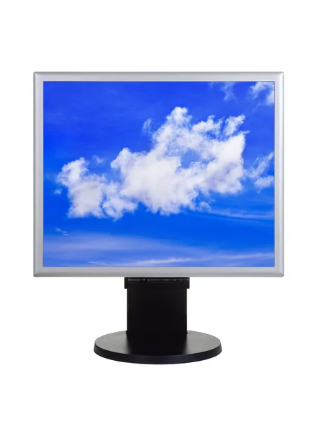 Sky on computer monitor — Stock Photo, Image