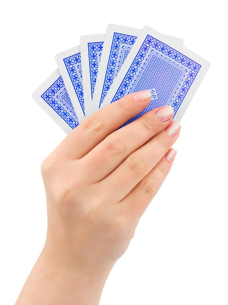 Рука с игральными картами — стоковое фото