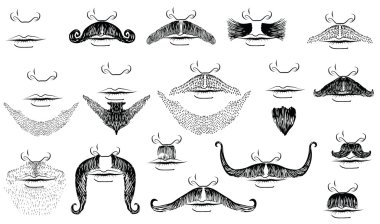 Mustaches for man.Vector collection on white for design clipart