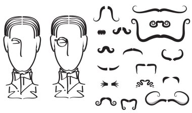 Mustaches for man.Vector collection on white for design clipart