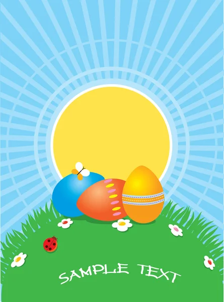 Vektor påsk gratulationskort med färg ägg för text. — Stock vektor