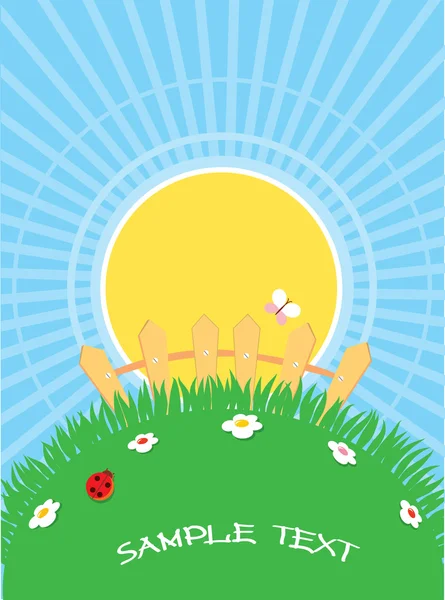Natural background with summer landscape.Vector cartoons for tex — Stock Vector