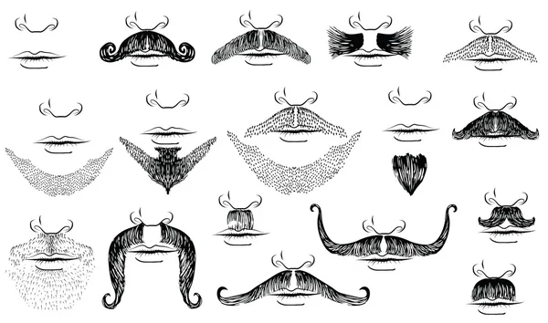 Moustaches pour homme.Vector collection sur blanc pour le design — Image vectorielle