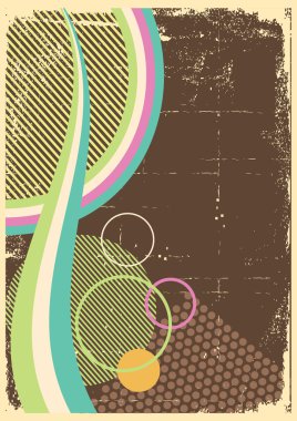 Grungy retro-background abstract with retro elements clipart