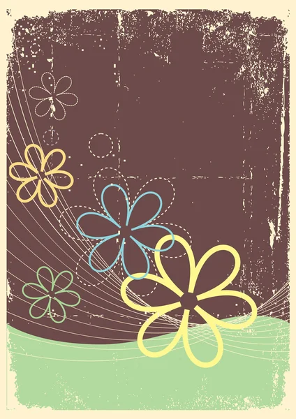 Postacard floral vintage para diseño.Imagen grunge vectorial — Vector de stock