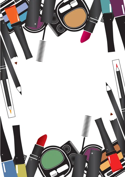 Vectorillustraties van cosmetica geïsoleerd make-up op een witte ba — Stockvector