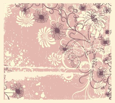 Vector floral decoration .Vintage flowers background clipart