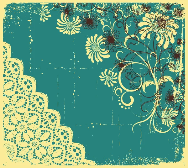 Vintage floral with grunge decoration .Flowers background — Stock Vector
