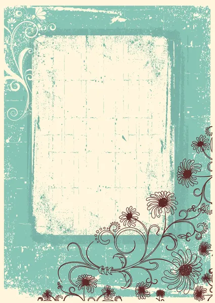 Vintage floral background with grunge decor frame for text — Stock Vector