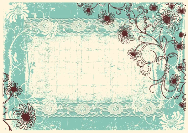 Vintage sfondo floreale con cornice decorazione grunge per il testo — Vettoriale Stock