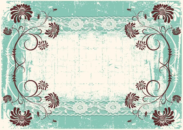 复古花卉背景与文本 grunge 的装饰框架 — 图库矢量图片
