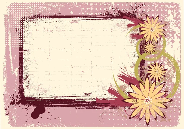 矢量 grunge 装饰.pink 花卉背景的文本 — 图库矢量图片