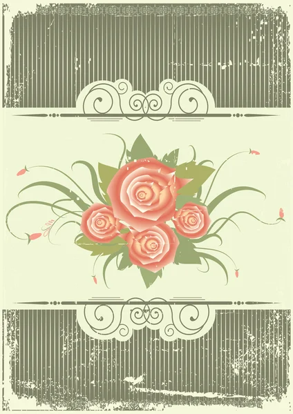 Fond vintage avec roses.Carte rétro sur texture ancienne — Image vectorielle